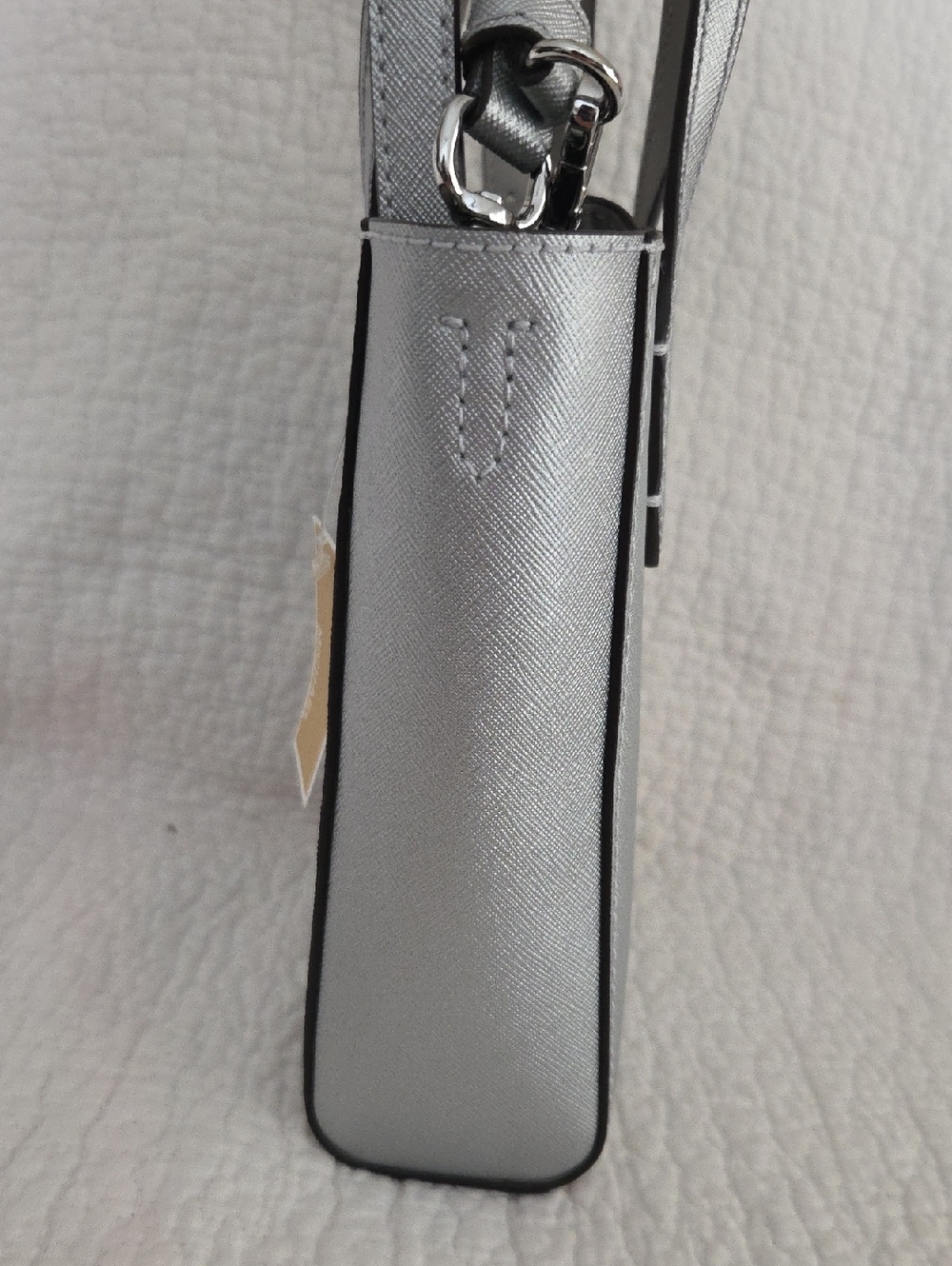 Michael Kors Silver Mini Saffiano Mini Tote with Crossbody Strap and card pouch - Picture 4 of 6